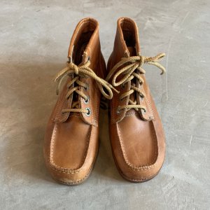 画像: 【24.5cm】日本製 Wrangler 5ホール 編み上げ レザー ワークブーツ 茶色 ■ビンテージ オールド 古着 ユーロ 革靴 ラングラー 靴