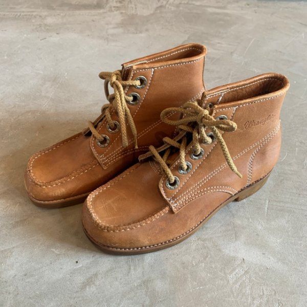 画像2: 【24.5cm】日本製 Wrangler 5ホール 編み上げ レザー ワークブーツ 茶色 ■ビンテージ オールド 古着 ユーロ 革靴 ラングラー 靴 (2)