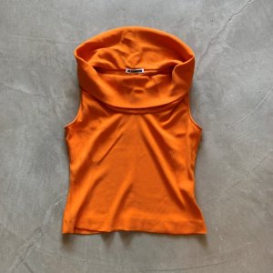 画像: 【Ladies】JIL SANDER タートルネック ノースリーブ アセテート トップス オレンジ■古着 ジルサンダー レディース