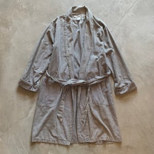 画像: 【M】CLUB MONACO コットン ショールカラーガウン 白黒ギンガムチェック■ビンテージ オールド レトロ アメリカ古着 ロングコート ローブ