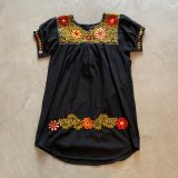 画像: 【Ladies】コットン 刺繍ワンピース チュニック ブラック 黒■ビンテージ レトロ アメリカ古着 花柄 レディース フォークロア メキシコ