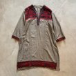 画像1: 【Ladies】インド製 コットン 刺繍ワンピース チュニック グレー■ビンテージ レトロ アメリカ古着 花柄 レディース エスニック (1)