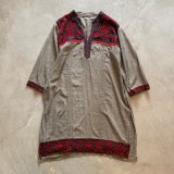 画像: 【Ladies】インド製 コットン 刺繍ワンピース チュニック グレー■ビンテージ レトロ アメリカ古着 花柄 レディース エスニック