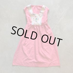 画像: 【Ladies】70s 刺繍入り ノースリーブ ワンピース ピンク 花柄■ビンテージ オールド レトロ アメリカ古着 レディース キッズ 子供服