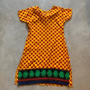 画像: 【Ladies】UNKNOWN エスニック ワンピース ドット 黄色 刺繍■ビンテージ レトロ アメリカ古着 レディース アジアン クルタ インド