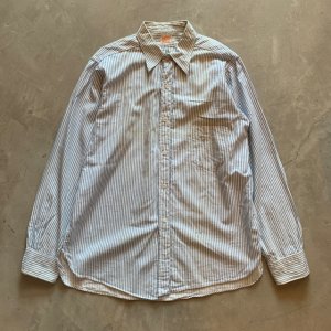 画像: 【M】50s-60s UTICA マチ付き 長袖シャツ 青白ストライプ■ビンテージ オールド レトロ アメリカ古着 オールコットン
