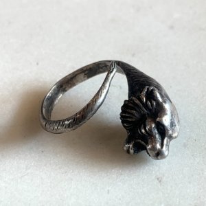 画像: 【14〜15号】タイガーモチーフ シルバーリング■ビンテージ アンティーク 指輪 アクセサリー 動物 ライオン