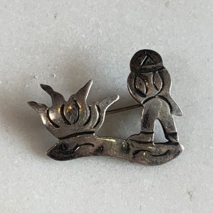 画像: 【2.3cm×3.1cm】925刻印 メキシコ製 シルバーピンズ■ビンテージ アンティーク ピンバッチ ブローチ メキシカン ソンブレロ