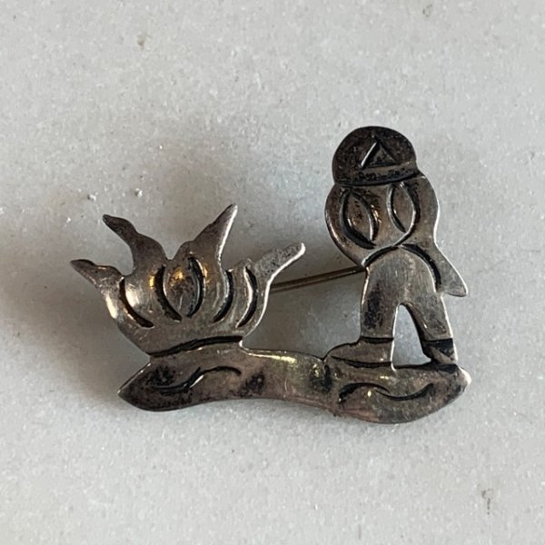 画像1: 【2.3cm×3.1cm】925刻印 メキシコ製 シルバーピンズ■ビンテージ アンティーク ピンバッチ ブローチ メキシカン ソンブレロ (1)