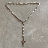 画像: 【4.2cm×2.5cm】キッズサイズ フランス製 キリスト 十字架 ロザリオ ネックレス 白色■ビンテージ アンティーク アクセサリー インテリア