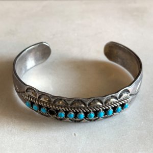 画像: 【6.5cm】ネイティブアメリカン「CHARLEY」ターコイズ シルバーバングル ブレスレット■ビンテージ アンティーク インディアン ナバホ