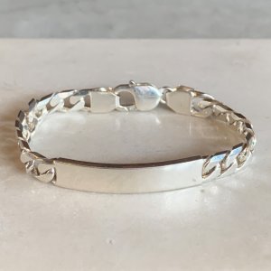 画像: 【19.8cm】925刻印 IDブレス シルバーブレスレット■ビンテージ アンティーク アクセサリー レトロ チェーンブレス