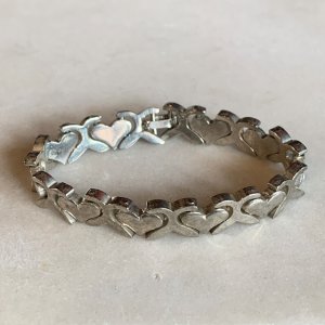 画像: 【16.0cm】メキシコ製 925刻印 ハートモチーフ シルバーブレスレット■ビンテージ アンティーク アクセサリー レトロ レディース