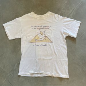 画像: 【Ladies or S】anvil 'peace' 鳩 プリントTシャツ 白■ビンテージ オールド アメリカ古着 アンビル オールコットン 鳥 ハト レディース