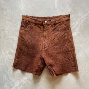 画像: 【W27-W28】UNKNOWN カットオフ ディアスキン ショートパンツ 茶■ビンテージ アメリカ古着 レディース ショーツ レザーパンツ 革パン