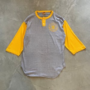 画像: 【Ladies】80s USA製 T-PLUS ヘンリーネックTシャツ 黄色×グレー■ビンテージ オールド アメリカ古着 レディース シングルステッチ