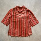 画像: 【Ladies】UNKNOWN プルオーバーシャツ マルチストライプ 茶系■ビンテージ オールド レトロ アメリカ古着 レディース エスニック