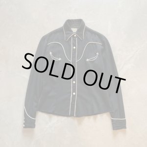 画像: 【Kids or Ladies】50s OVER THE TOP レーヨン 長袖ウエスタンシャツ ブラック 黒■ビンテージ オールド アメリカ古着 キッズ 子供服