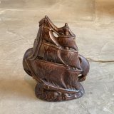 画像: 【33cm】セラミック テレビランプ テーブルライト■ビンテージ アンティーク レトロ アメリカ雑貨 デスクライト 帆船 照明 マリン 50s-60s