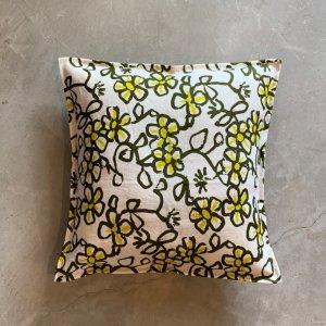 画像: 【46cm×46cm】リメイク ビンテージファブリック使用 リネン ピローケース クッションカバー 花柄■ビンテージ アンティーク インテリア