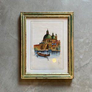 画像: 【43.5cm×34.5cm】ハンドペイント イタリア ヴェネツィア ペーパー ウォールデコ■ビンテージ アート 手描き 絵画 聖堂 インテリア