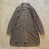 画像: 【L/XL】DURFOR マチ付き プルオーバー 長袖グランパシャツ ネルシャツ ストライプ■ビンテージ レトロ ヨーロッパ古着 50s ユーロ