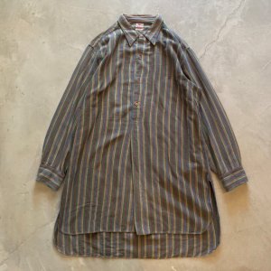 画像: 【L/XL】DURFOR マチ付き プルオーバー 長袖グランパシャツ ネルシャツ ストライプ■ビンテージ レトロ ヨーロッパ古着 50s ユーロ
