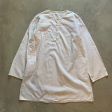 画像: 【XL】UNKNOWN ノーカラー プルオーバー 長袖シャツ 白■ビンテージ ヨーロッパ古着 グランパシャツ ワンピース レディース