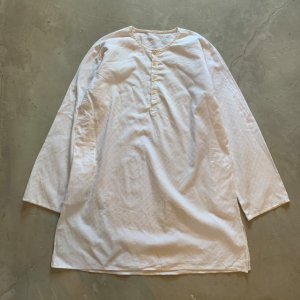 画像: 【XL】UNKNOWN ノーカラー プルオーバー 長袖シャツ 白■ビンテージ ヨーロッパ古着 グランパシャツ ワンピース レディース