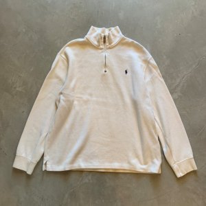 画像: 【L/XL】Polo Ralph Lauren ハーフジップ コットンニット セーター 白■オールド アメリカ古着 ポロラルフローレン