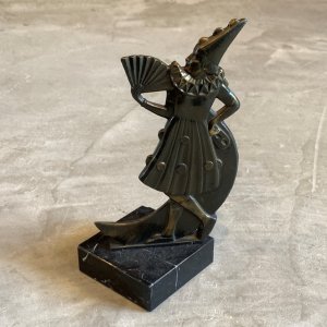 画像: 【16.2cm】フランス 月光とピエロ ブロンズオブジェ■ビンテージ アンティーク ヨーロッパ雑貨 インテリア ブックエンド コロンビーヌ