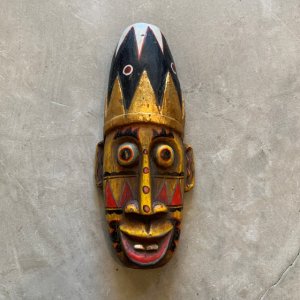 画像: 【32cm】ハンドメイド 木製 アフリカン マスク ウォールデコ■ビンテージ アンティーク レトロ 雑貨 お面 仮面 インテリア プリミティブ