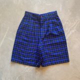 画像: 【W27】USA製 STRING BEAN キュロット ショートパンツ タータンチェック 青■ビンテージ オールド アメリカ古着 レディース ショーツ 80s