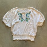 画像: 【Ladies】Allison Brittney 花柄刺繍入り コットン ブラウス 白×青■アメリカ古着 レトロ レディース エスニック ボヘミアン