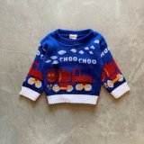 画像: 【Kids】USA製 CHOO CHOO TRAIN アクリルニット セーター 青■ビンテージ アメリカ古着 キッズ 子供服 機関車 チューチュートレイン