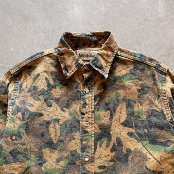 画像2: 【M/L】Gander Mountain 長袖シャモアクロスシャツ リーフカモ 迷彩■ビンテージ オールド アメリカ古着 総柄 ネルシャツ ハンティング (2)
