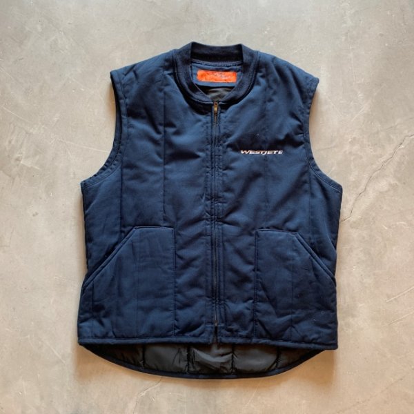 画像1: 【L/XL】RED KAP ジップアップ 中綿ワークベスト ネイビー 紺■ビンテージ オールド アメリカ古着 レッドキャップ 刺繍入り (1)