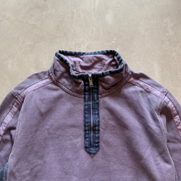 画像2: 【XL】fat face ハーフジップ 鹿の子 トップス ナス紺■ビンテージ オールド 古着 コットン 裏起毛スウェット (2)