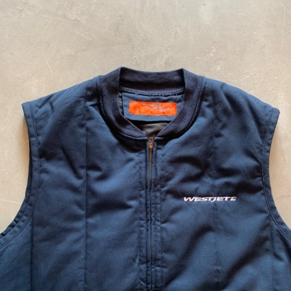 画像2: 【L/XL】RED KAP ジップアップ 中綿ワークベスト ネイビー 紺■ビンテージ オールド アメリカ古着 レッドキャップ 刺繍入り (2)