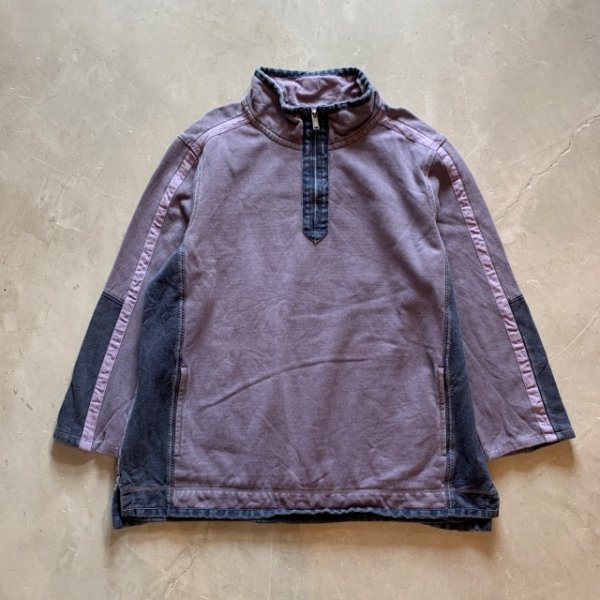 画像1: 【XL】fat face ハーフジップ 鹿の子 トップス ナス紺■ビンテージ オールド 古着 コットン 裏起毛スウェット (1)
