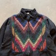 画像2: 【S/M】グアテマラ製 ハンドメイド ジップアップ ジャケット 黒×総柄 切替■ビンテージ レトロ アメリカ古着 民族 エスニック ラグ (2)