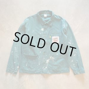 画像: 【L】CEM ペンキ飛び ユーロワーク ジャケット カバーオール グリーン 緑■ビンテージ ヨーロッパ古着 コットン フレンチ ドイツ ボロ