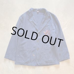 画像: 【L】Usoa ペンキ飛び スペイン ユーロワークジャケット カバーオール ネイビー 紺■ビンテージ ヨーロッパ古着 コットン ボロ