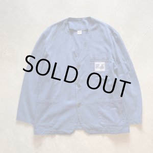 画像: 【M/L】スペイン CONFECCIONES ノーカラー ユーロワーク ジャケット カバーオール ネイビー■ビンテージ ヨーロッパ古着 コットンツイル