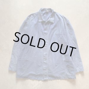 画像: 【XL/XXL 60】RAL-TESTAT HBT ユーロワーク ジャケット カバーオール 紺■ビンテージ ヨーロッパ古着 ドイツ コットン ボロ 鬼フェード