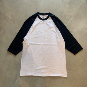 画像: 【L】2000s anvil ミントコンディション ラグランTシャツ 白×黒■ビンテージ アメリカ古着 アンビル コットン ベースボール 無地 No.1