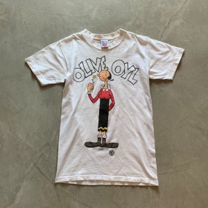画像: 【Ladies or Kids】90s USA製 ポパイ オリーブ 両面プリントTシャツ 白■ビンテージ オールド アメリカ古着 レディース キッズ