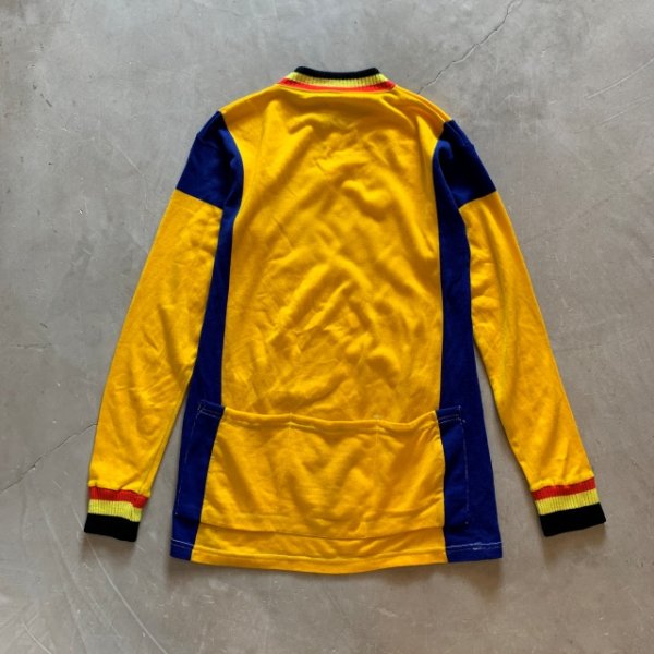 画像2: 【S】UNKNOWN 長袖サイクリングジャージ トップス 黄色■ビンテージ オールド レトロ アメリカ古着 バックポケット (2)