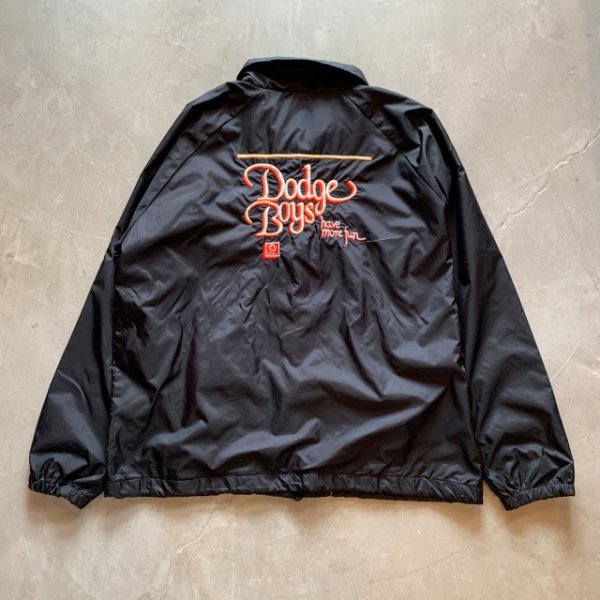 画像1: 【XL】Dodge Boys 刺繍入り ナイロン コーチジャケット ブラック 黒■ビンテージ オールド アメリカ古着 裏地付き 90s ダッジ アメ車 (1)