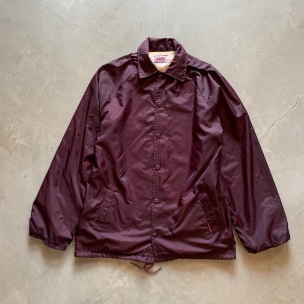 画像1: 【S or Ladies】WINDBREAKER ナイロン コーチジャケット えんじ 無地■ビンテージ オールド レトロ アメリカ古着 80s-90s 裏地付き (1)